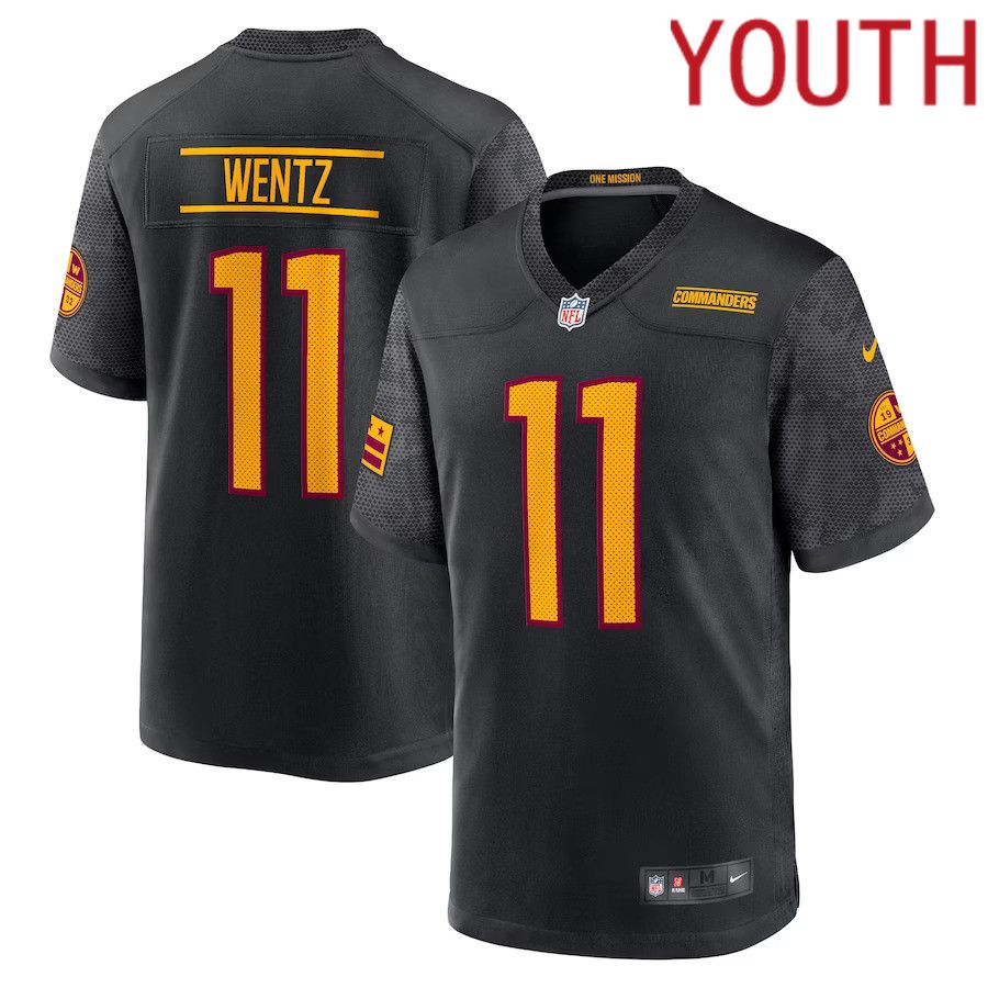 Youth Washington Commanders #11 Carson Wentz Nike Black Alternate Game NFL Jersey